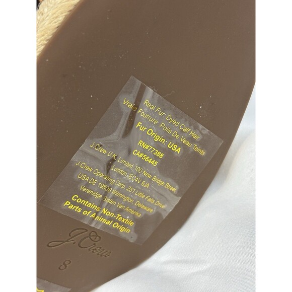 J Crew Animal Print Wedges Brown Black Tan Fur Size 8 Leopard Ankle Strap Buckle - Picture 7 of 10